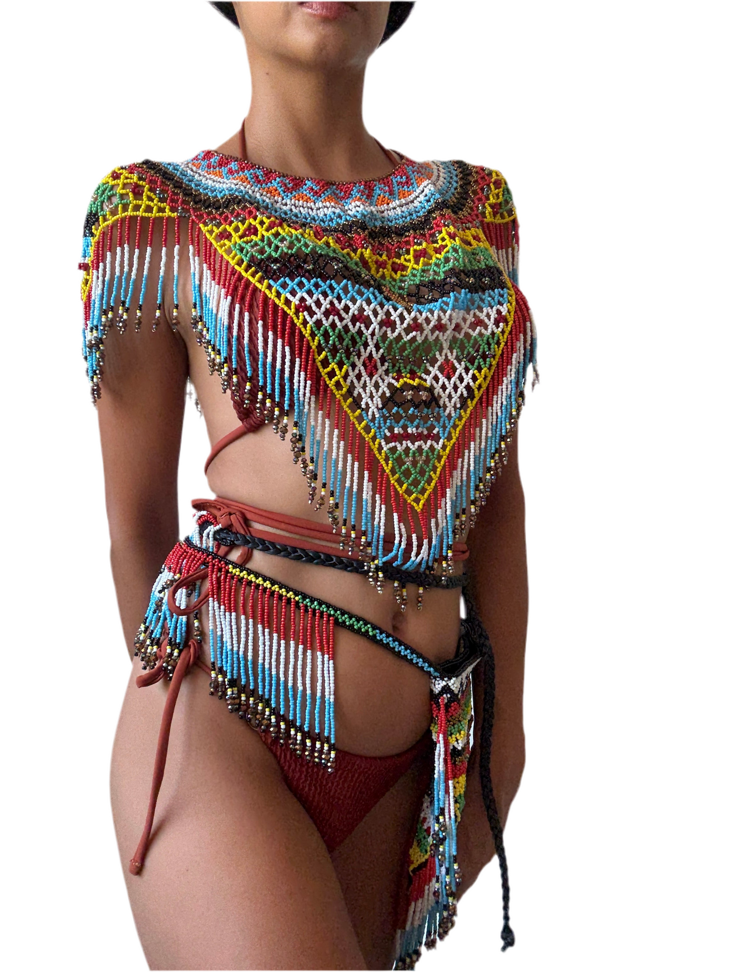 Aya Beaded Top in Rainbow