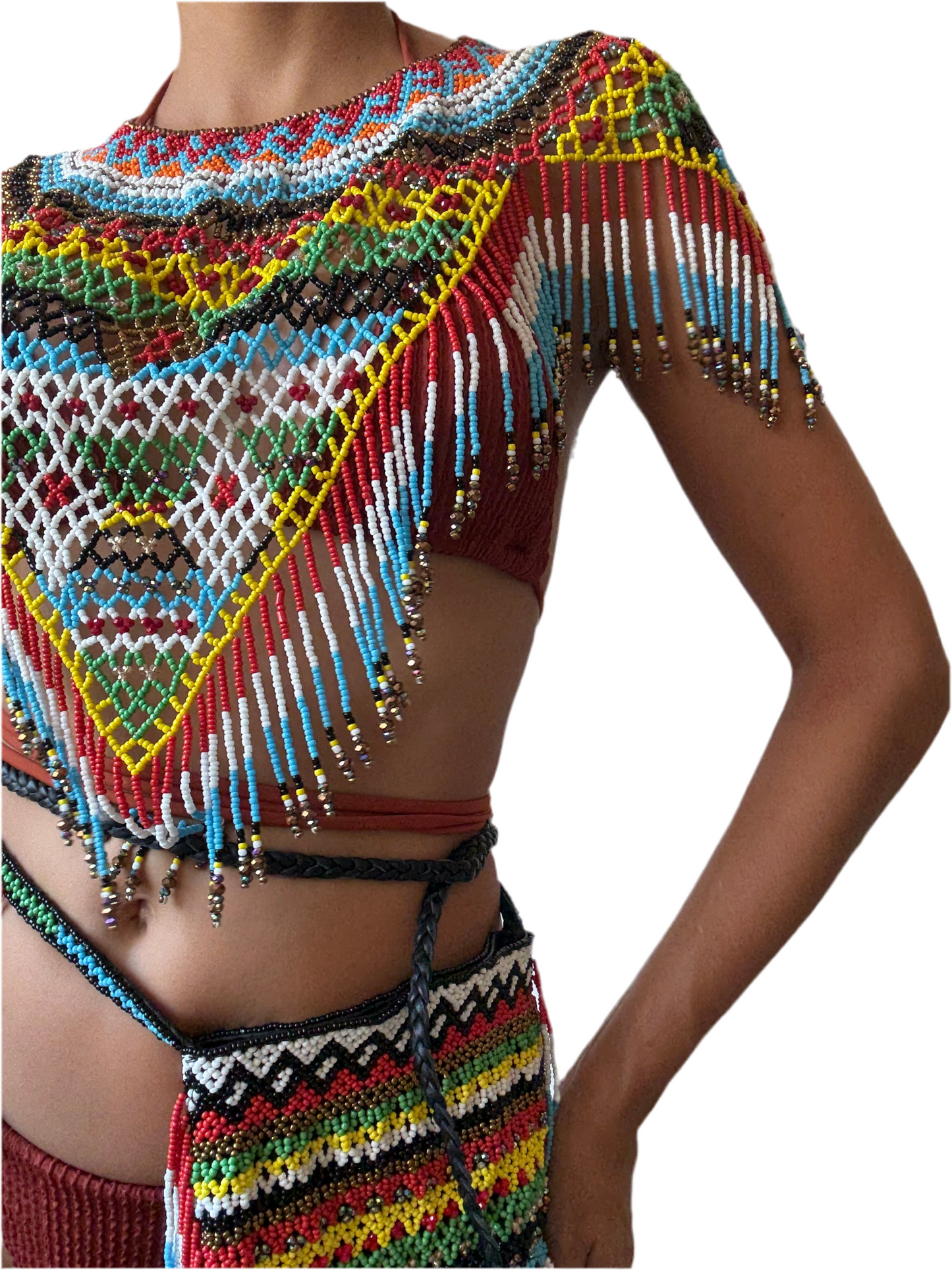 Aya Beaded Top in Rainbow