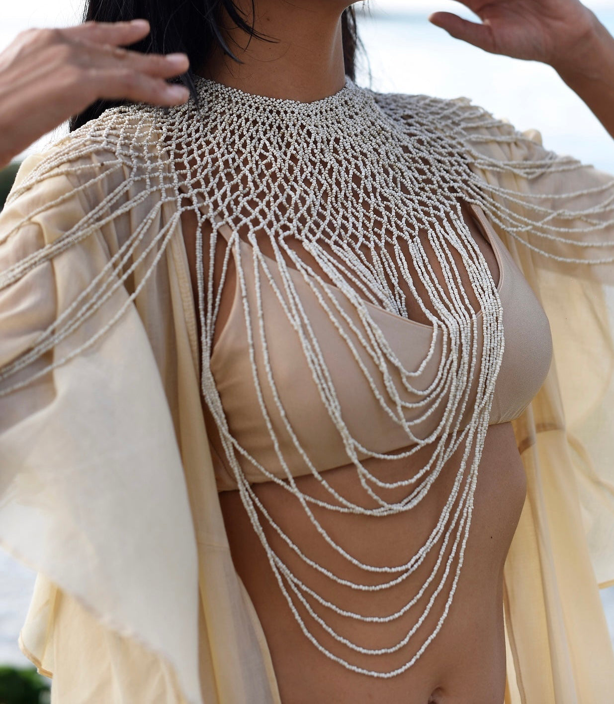 Natural Beaded Cape Body Piece