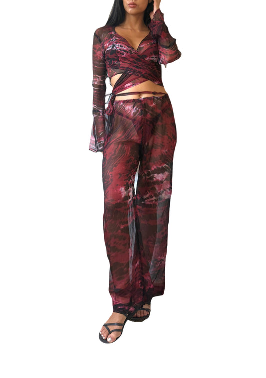 Clo Pants Set in Maroon