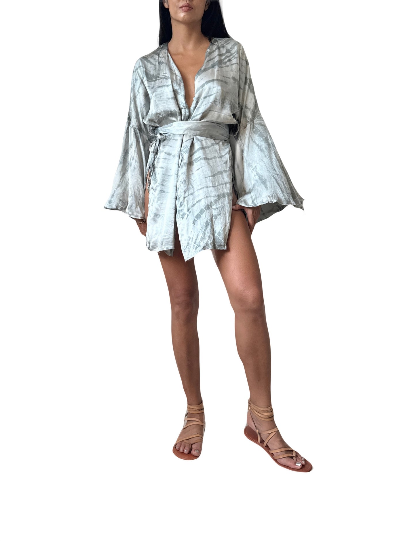 Mar Silk Shorts Set in Storm Grey