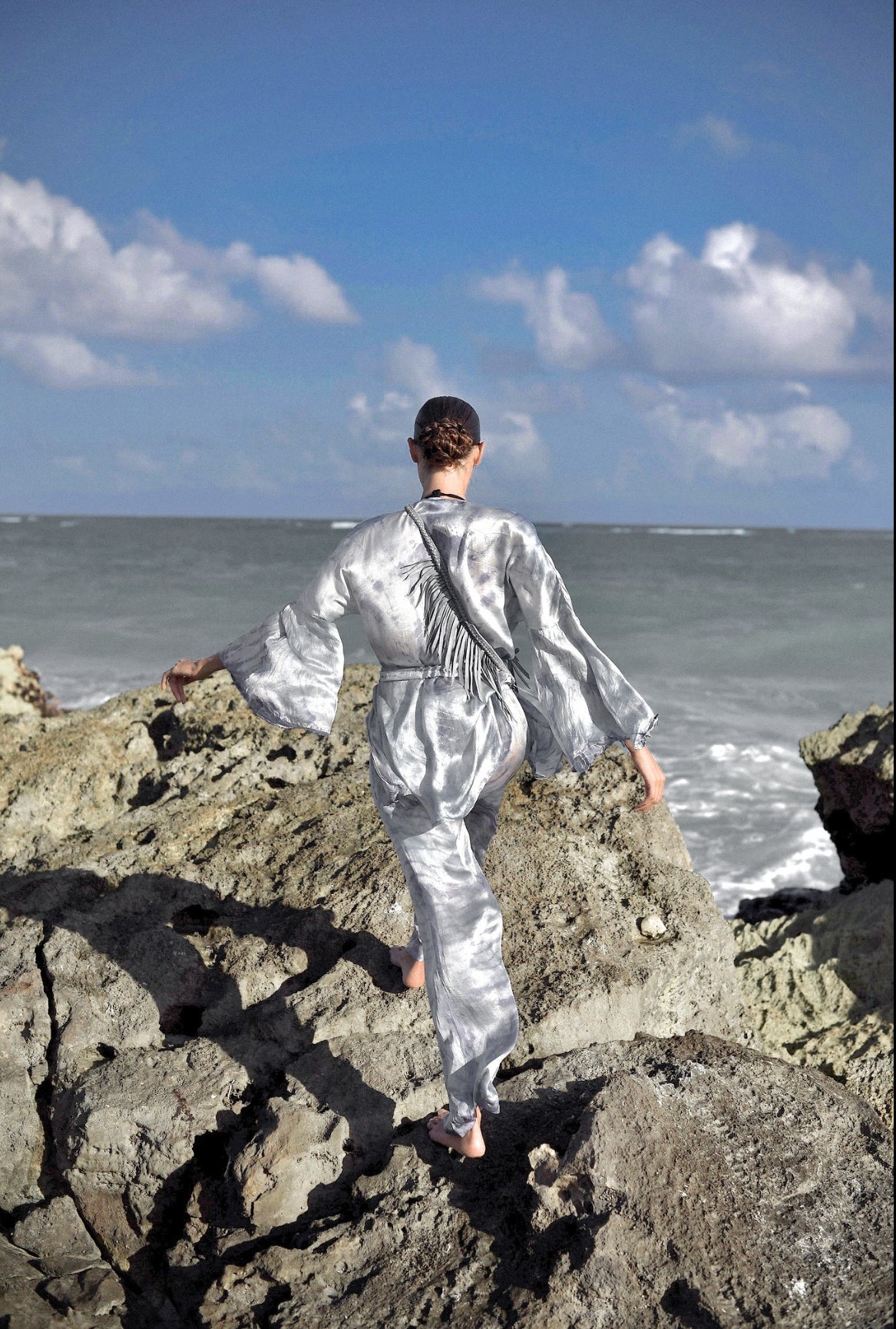 Mar Silk Pants Set in Storm Grey