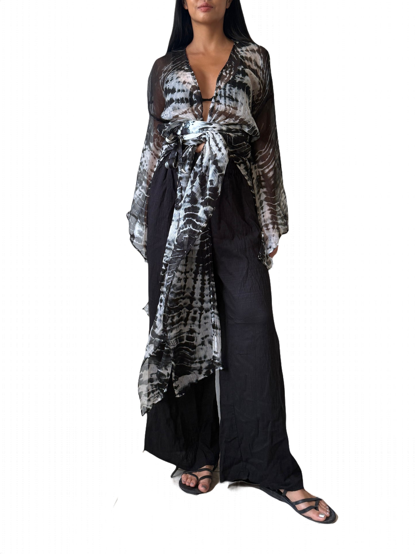 Long Kimono in Black/White