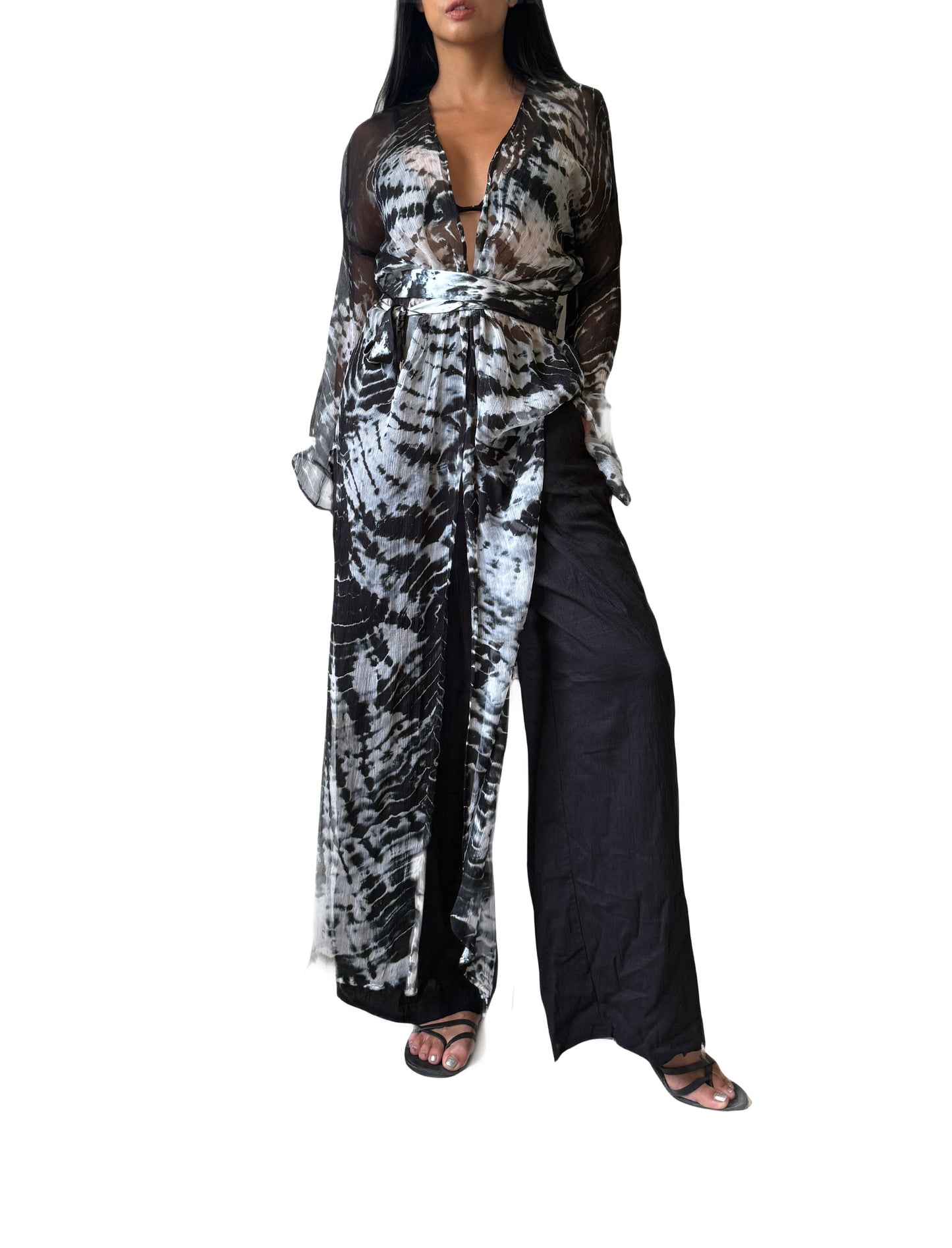 Long Kimono in Black/White