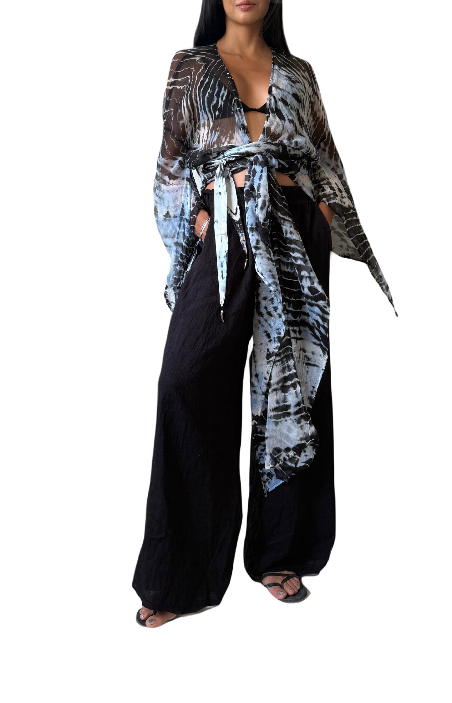 Long Kimono in Ocean Blue