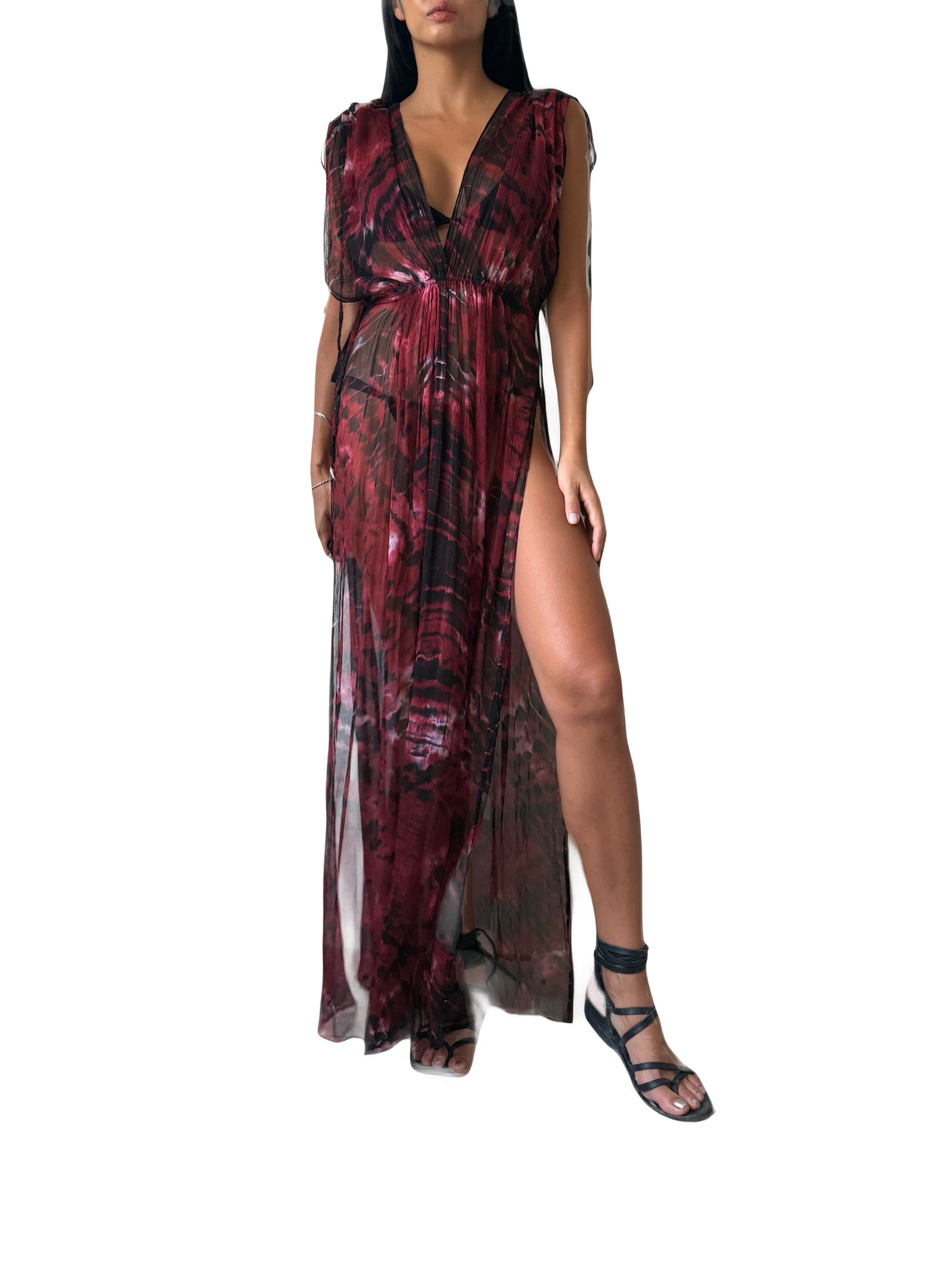 Celeste Kaftan in Maroon Red