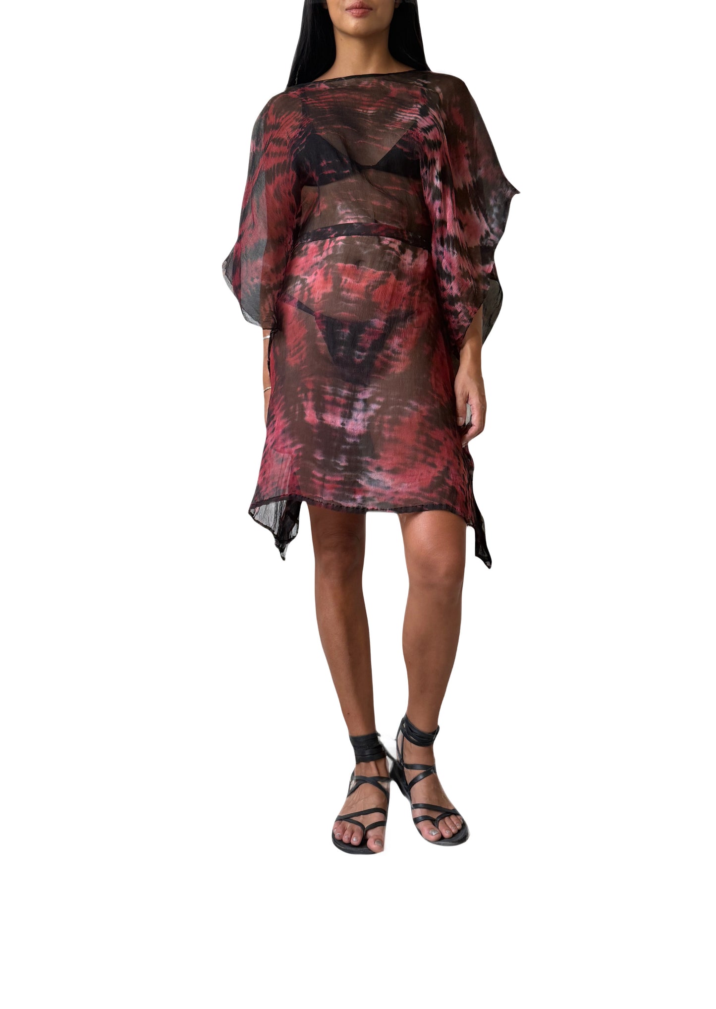 Azure Kaftan Dress in Maroon