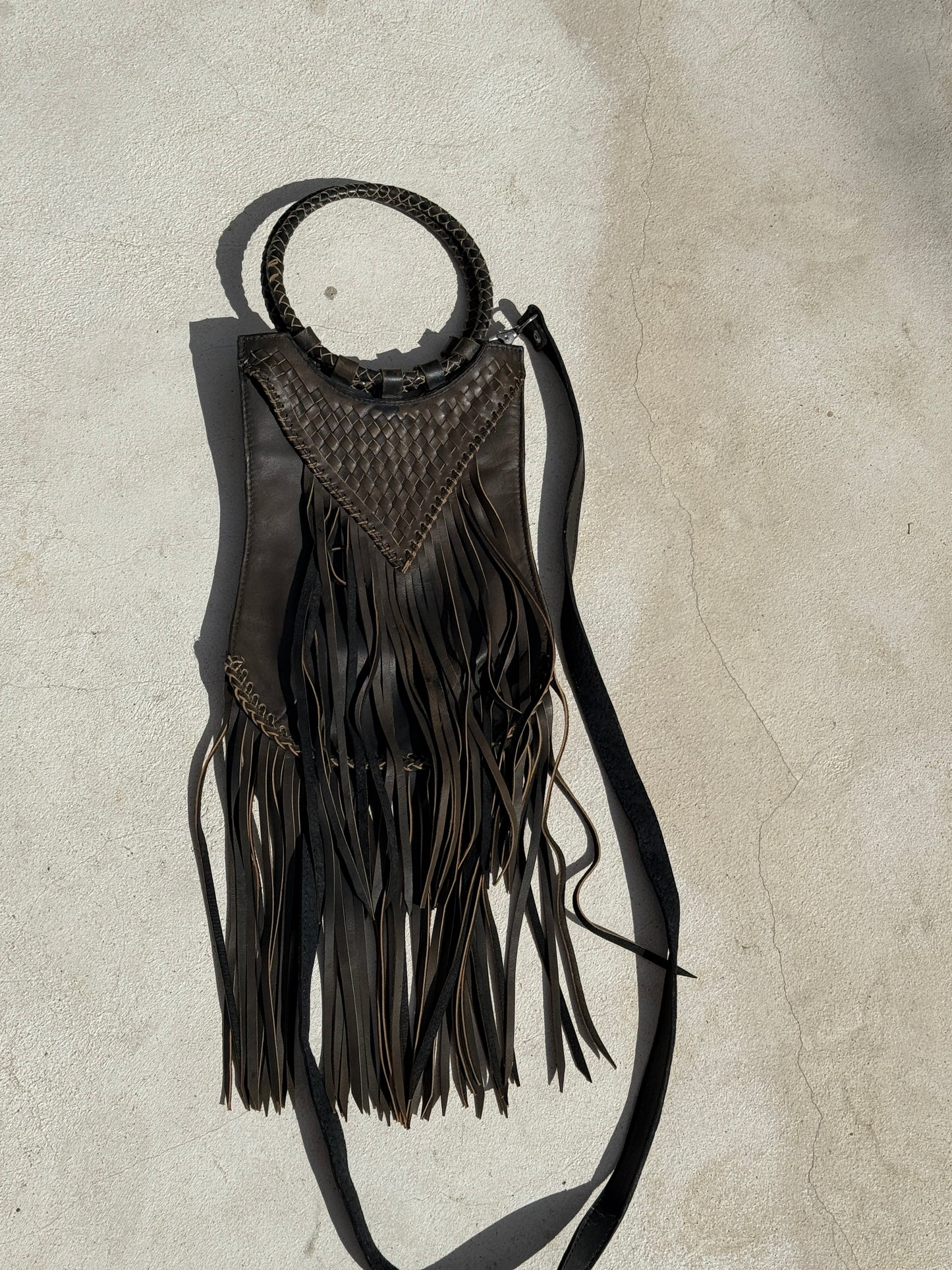 IMPERFECT SAMPLE Fringe Woven Purse in Black