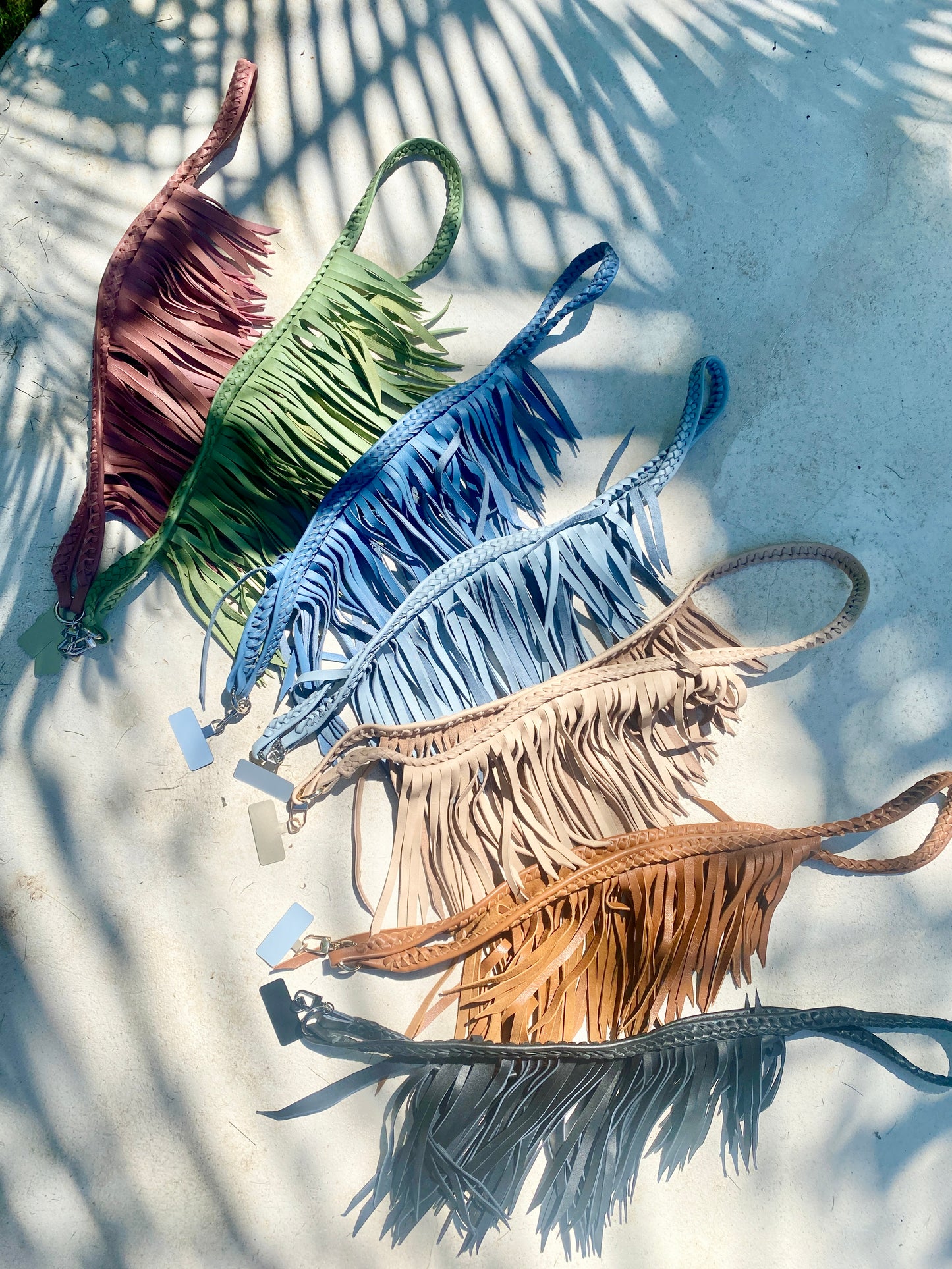 Fringe Leather Phone Strap - many colors