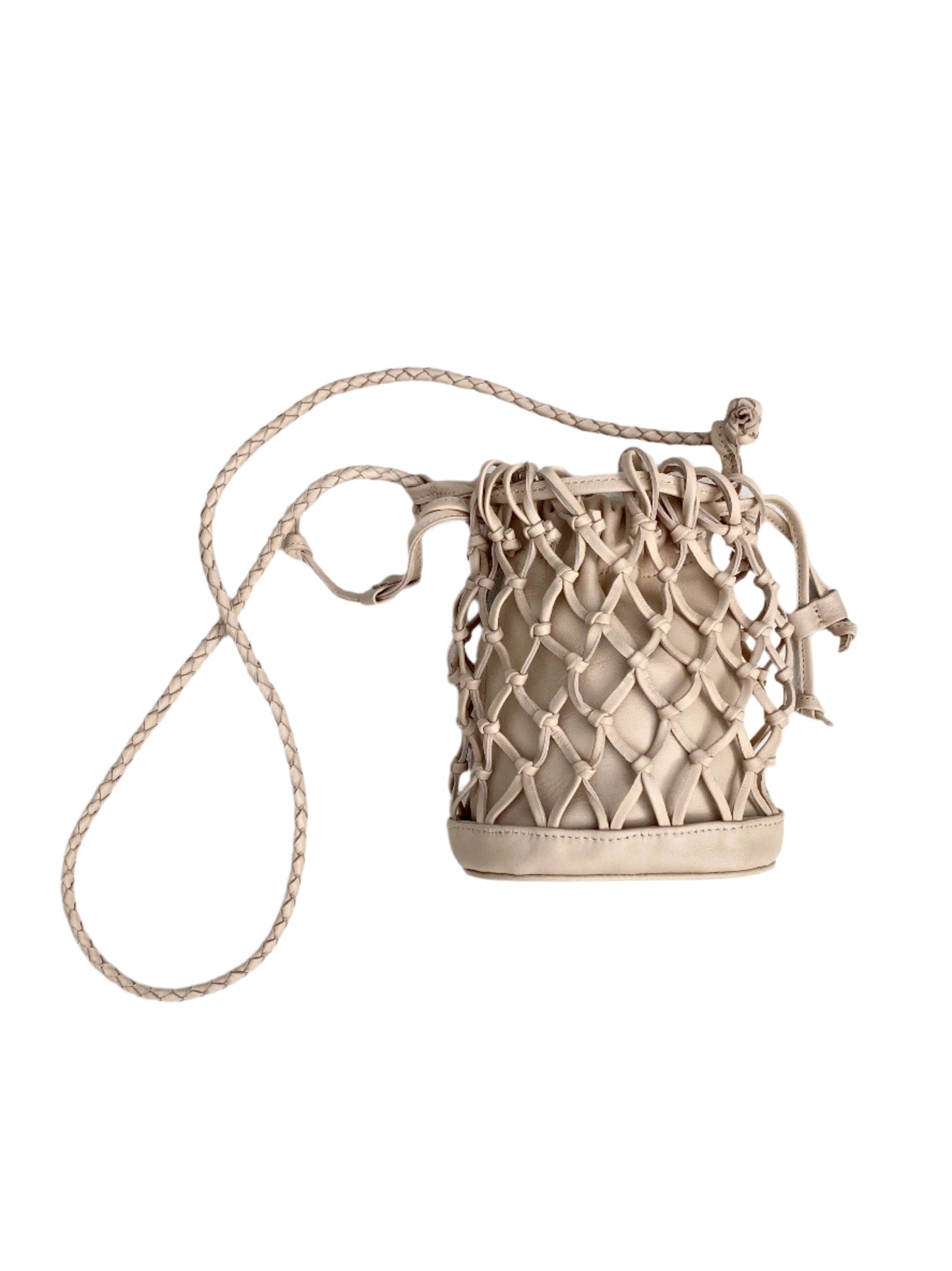 Mini Leather Net Bag in Black