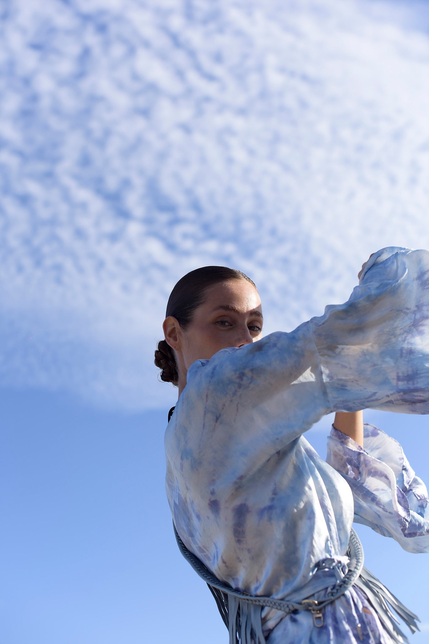 Mar Silk Pants Set in Sky Blue