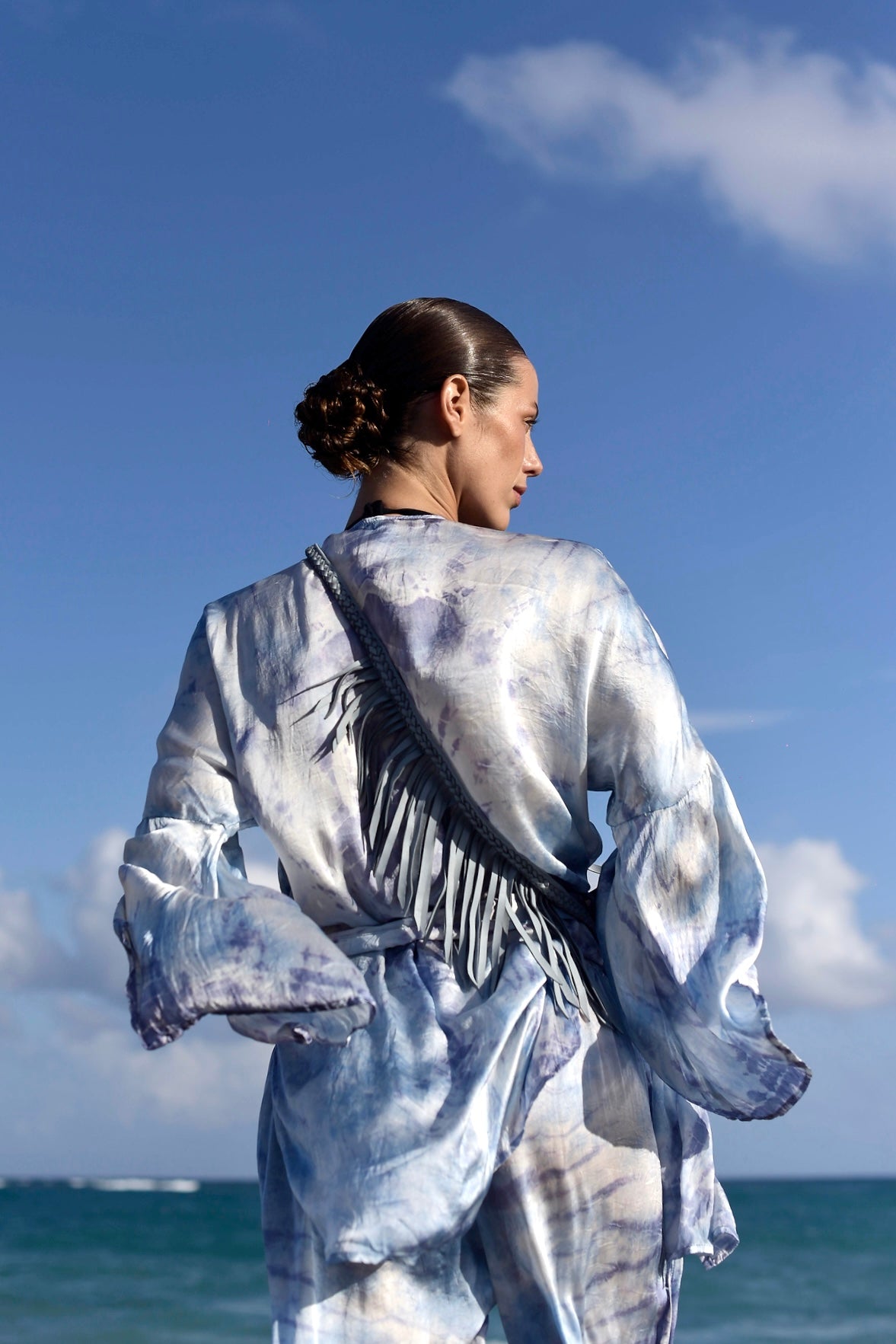 Mar Silk Pants Set in Sky Blue