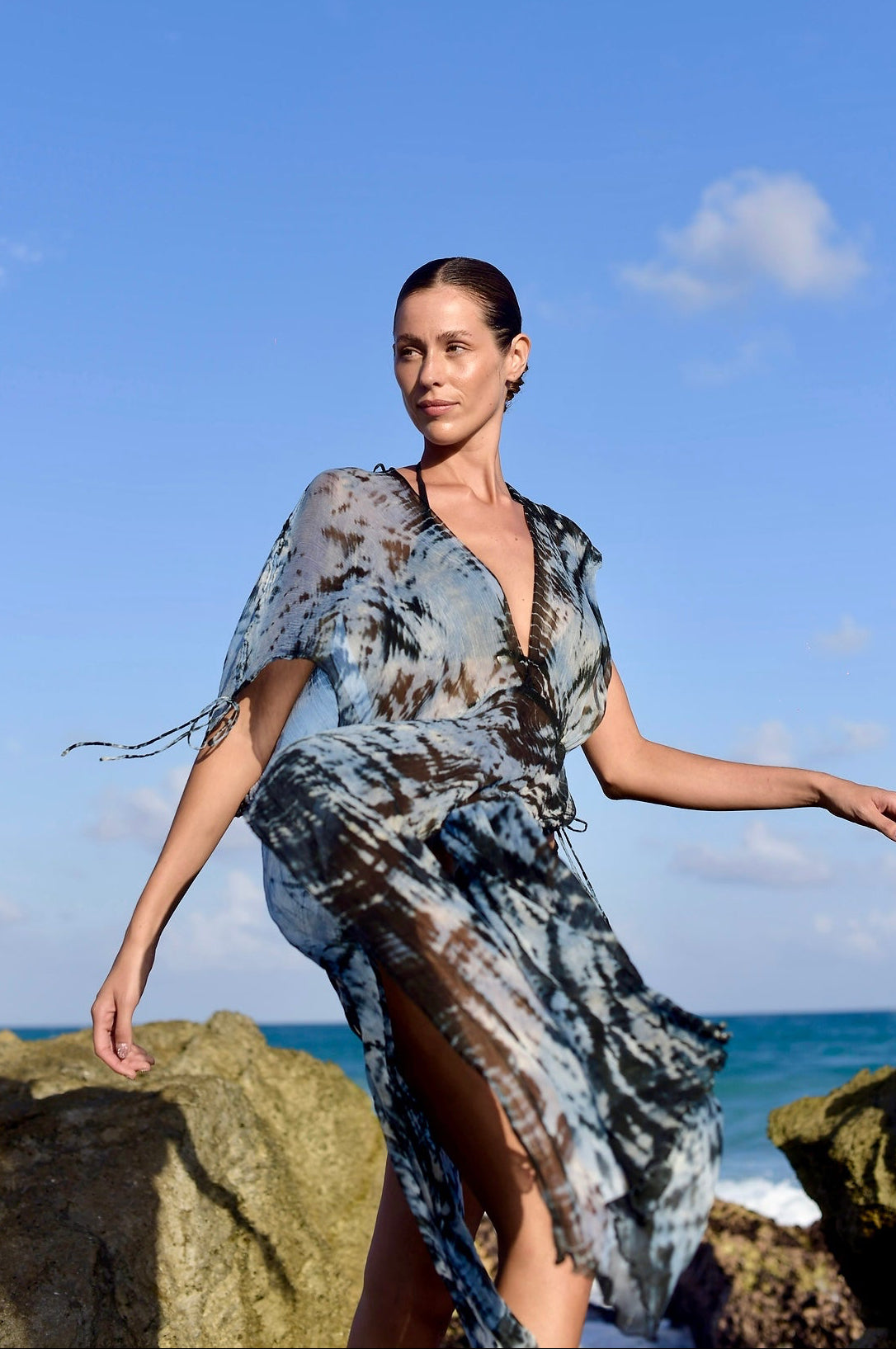 Celeste Kaftan in Ocean Blue