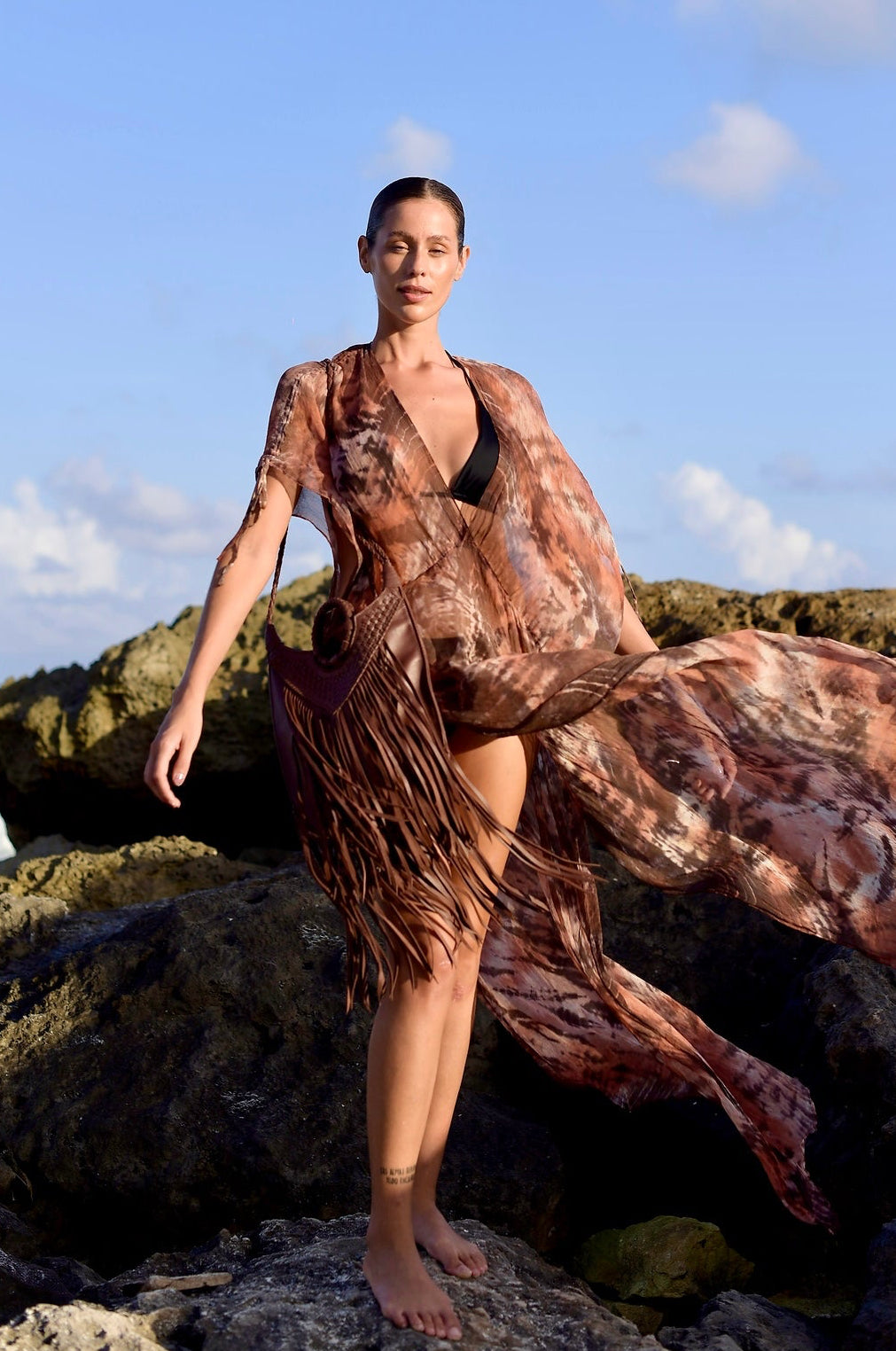 Large Frey Fringe Bag in Black