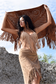 Suede Fringe Shawl in Honey Brown