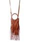 Long Fringe Woven Purse in Tan