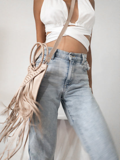 FRINGE WOVEN PURSE