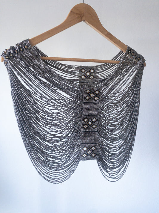 Short Silver Beaded Top