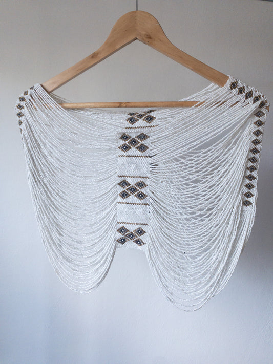 Short White Beaded Top