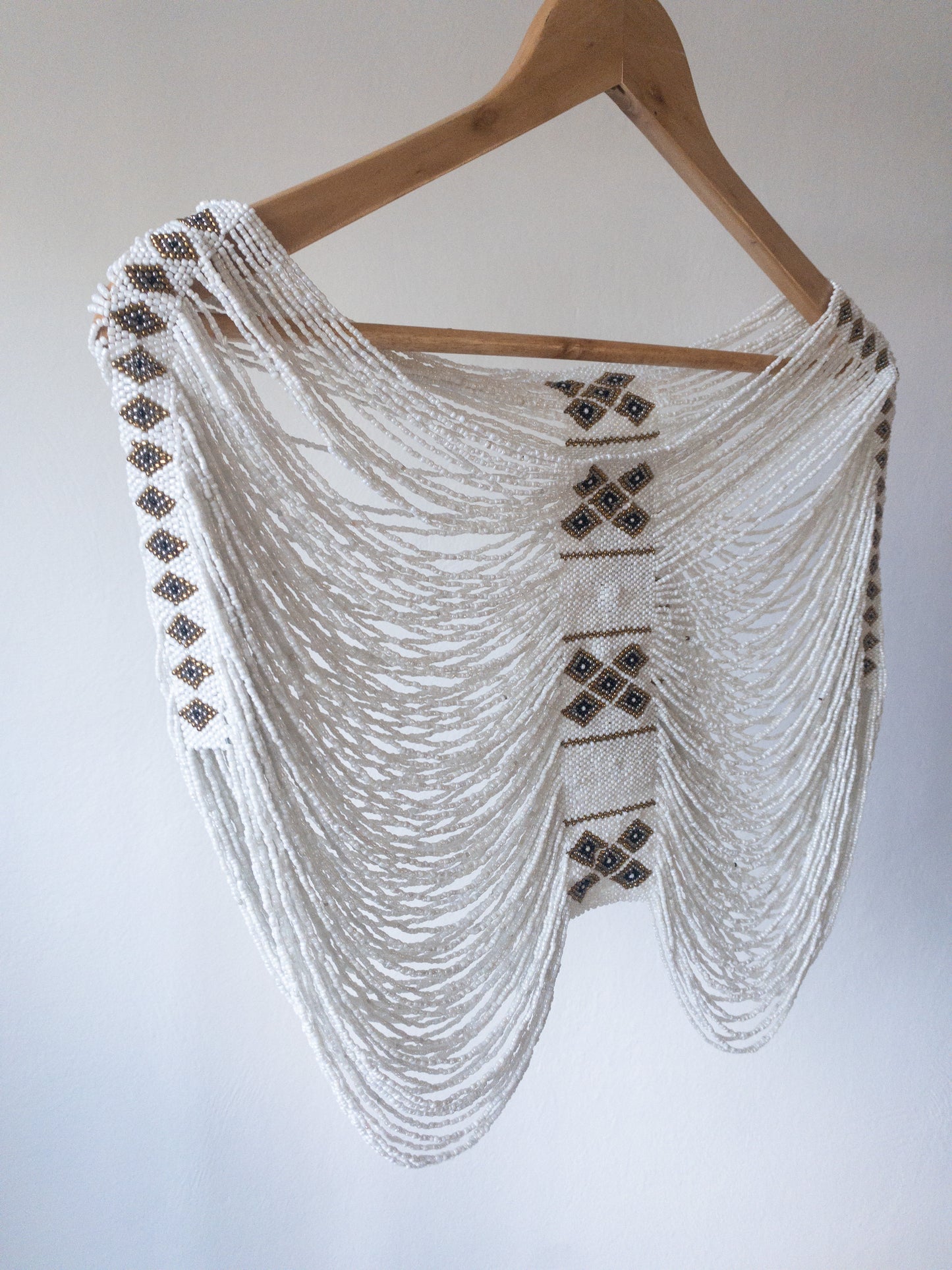 Short White Beaded Top