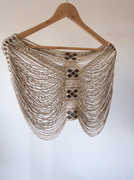 Short Natural Beaded Top