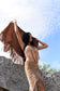 Suede Fringe Shawl in Honey Brown