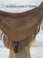 Suede Fringe Shawl in Black