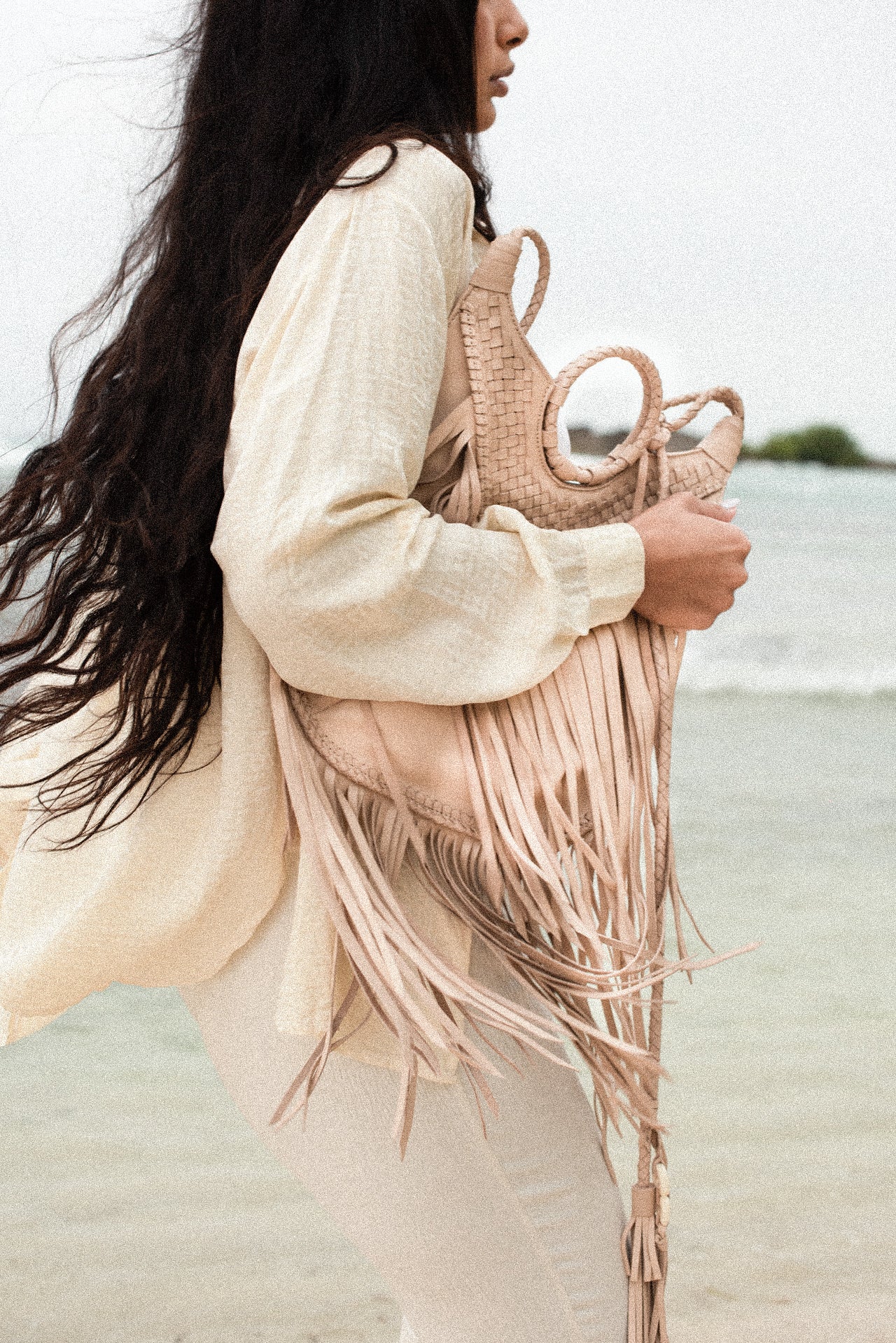 Frey Fringe Bag in Sand