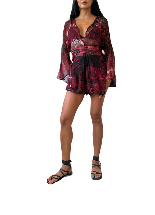 Hera Chiffon Set in Maroon Red