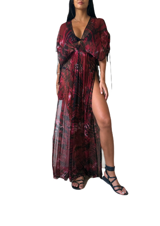 Celeste Kaftan in Maroon Red