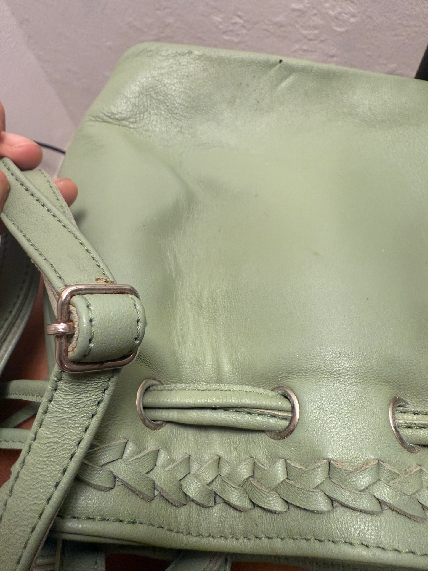Imperfect Sample - Sage Green Mini Beaded Bucket Bag
