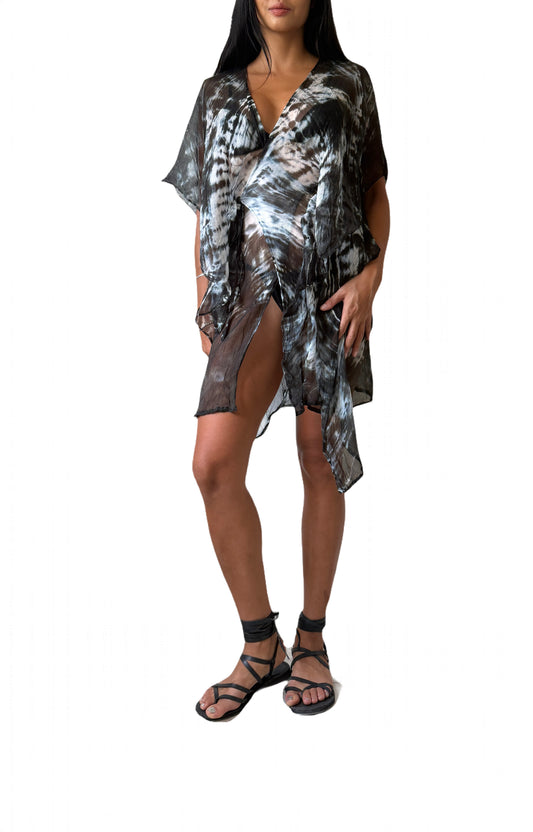 Azure Kaftan Dress in Black/White