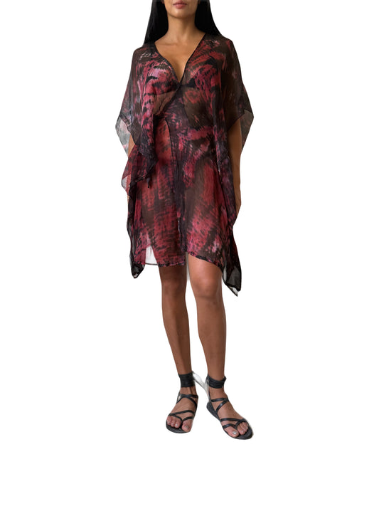 Azure Kaftan Dress in Maroon