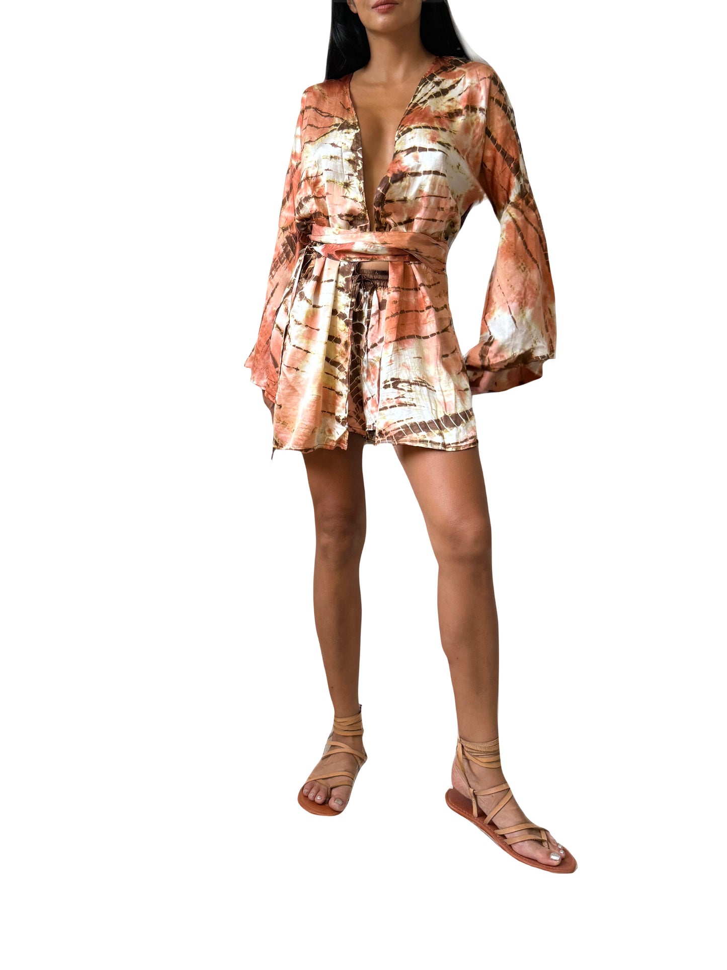 Mar Silk Shorts Set in Rose Rust