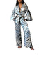 Mar Satin Pants Set in Ocean Blue