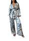 Mar Satin Pants Set in Ocean Blue