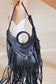 Medium Frey Fringe Bag in Black