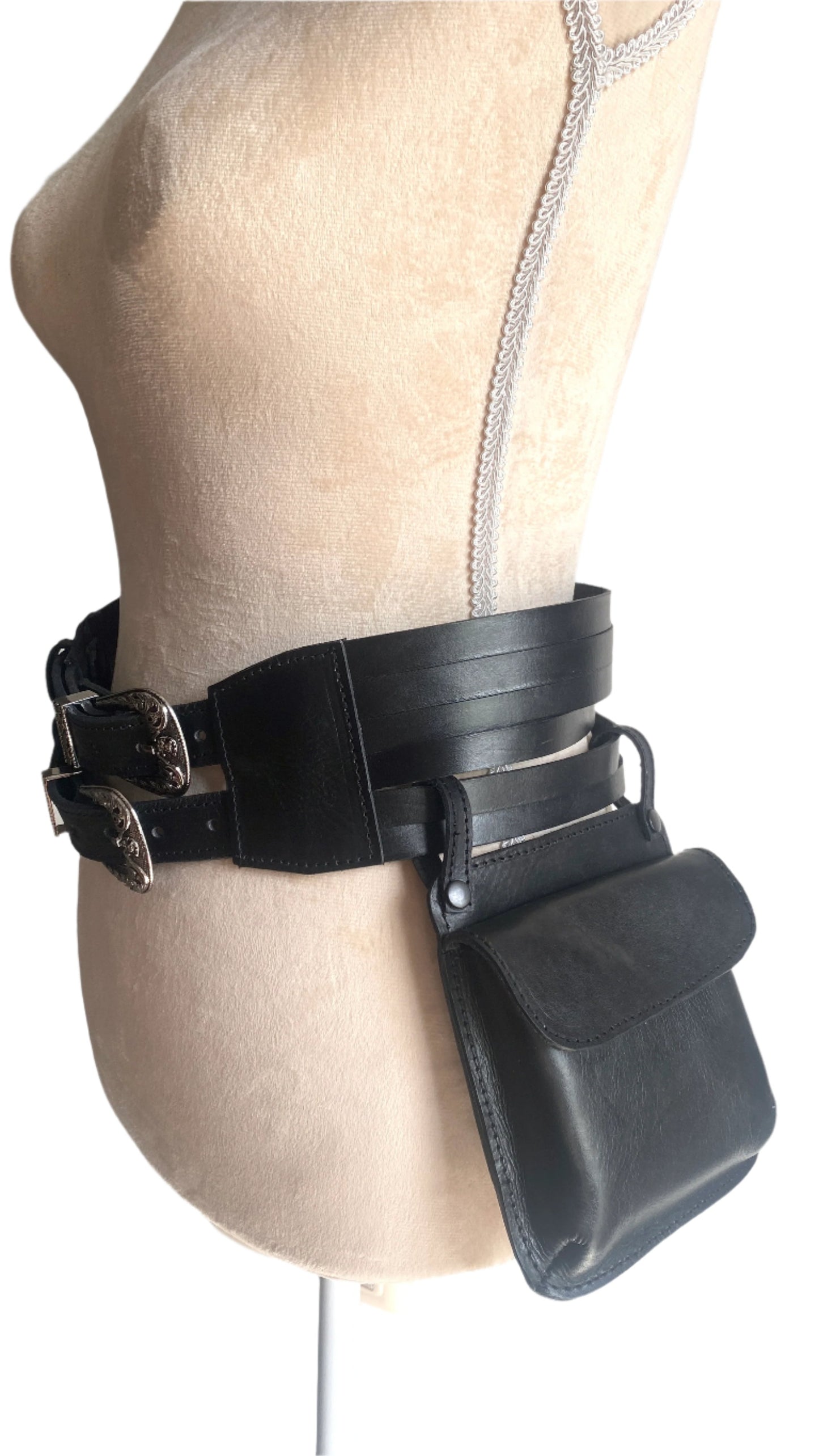 Stacked Buckle Holster Belt in Sand