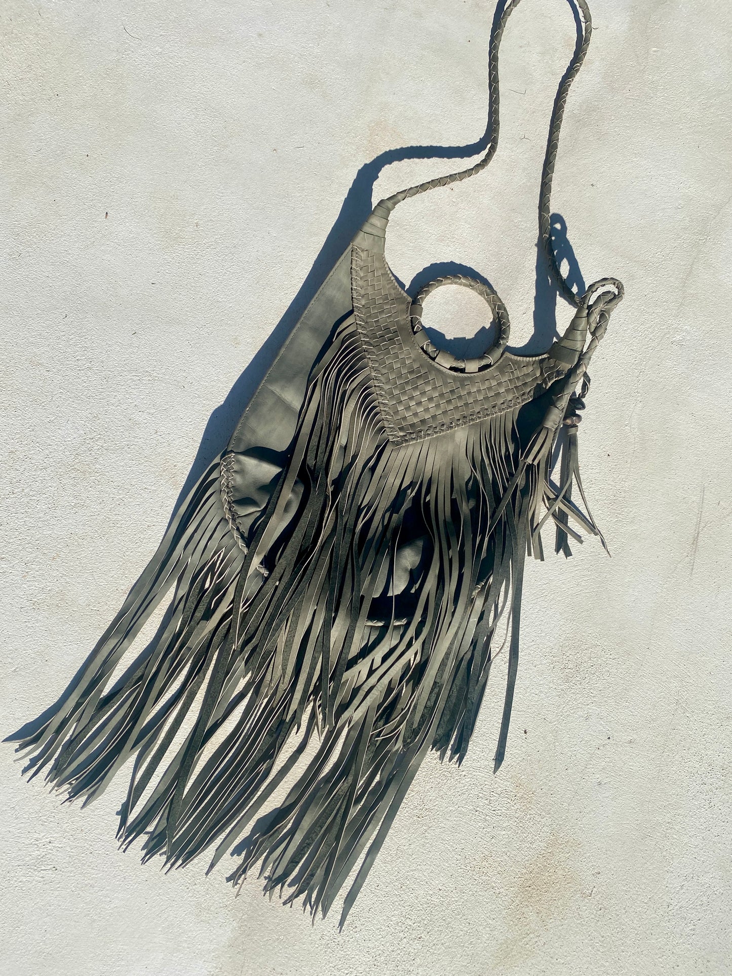 Frey Fringe Bag in Light Grey