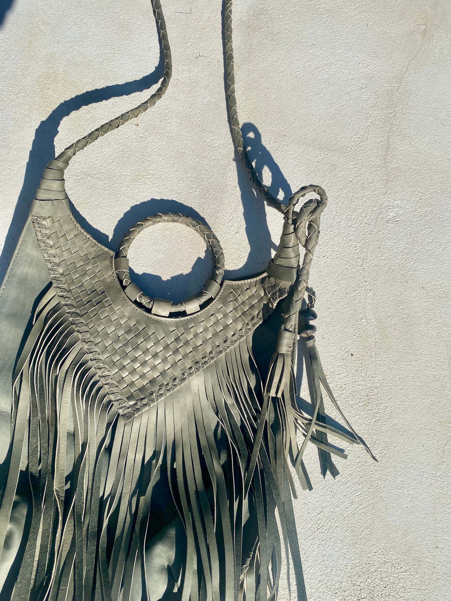 Frey Fringe Bag in Light Grey