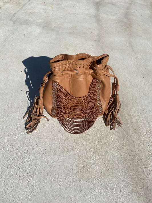 Copper Beaded Bucket Bag