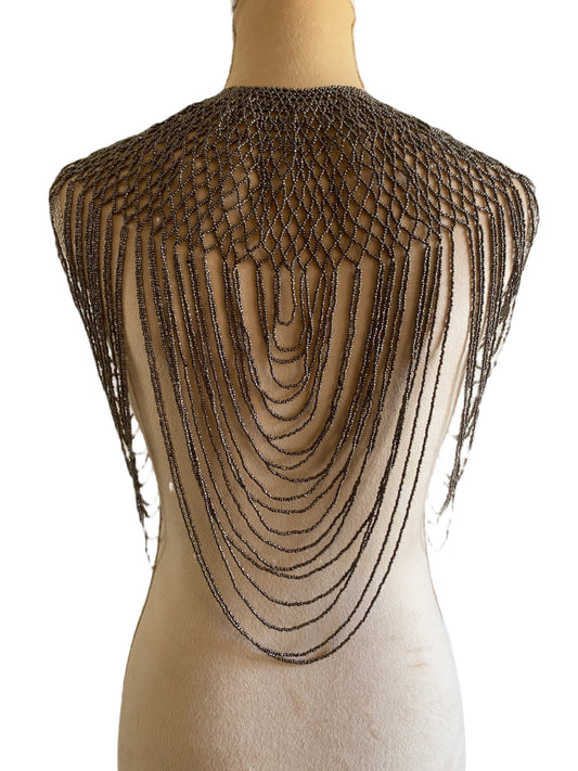 Silver Beaded Cape Body Piece