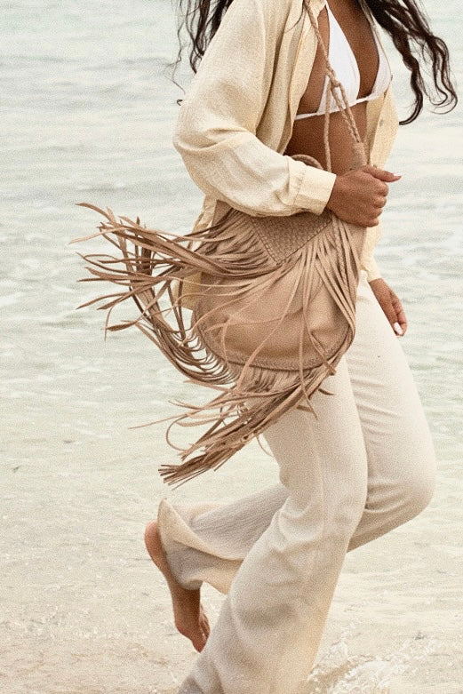 Frey Fringe Bag in Sand