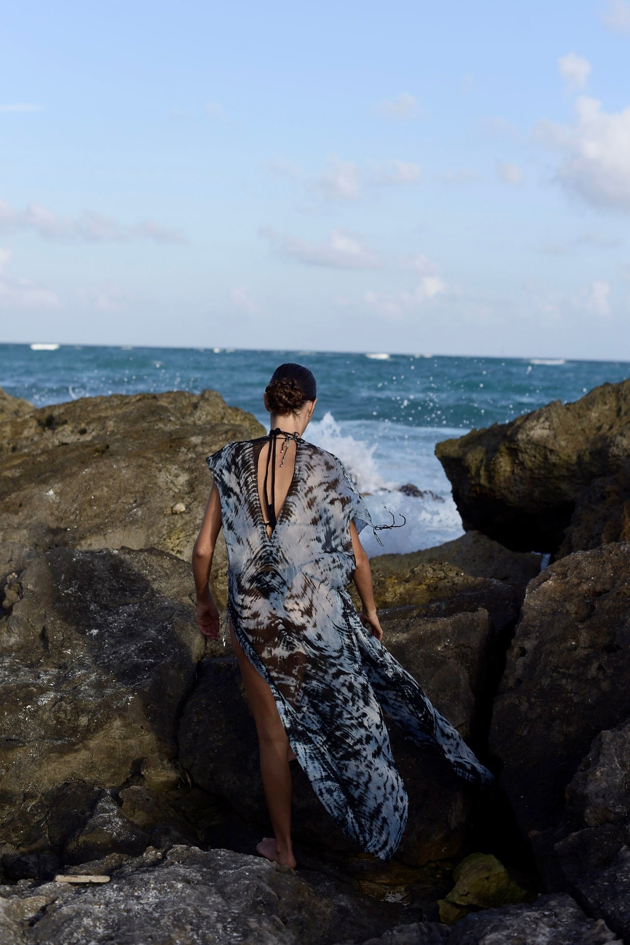 Long Kaftan in Ocean Blue