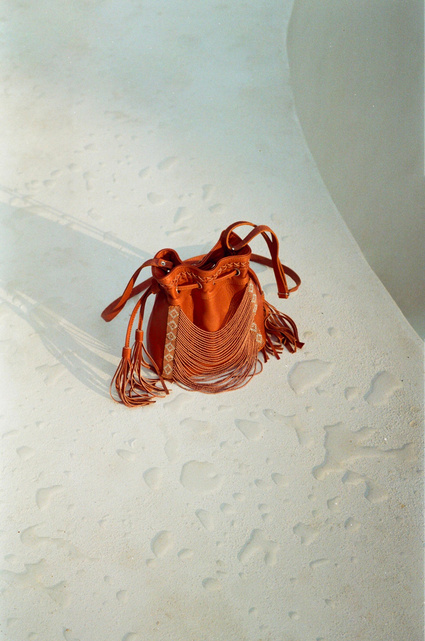 Copper Beaded Bucket Bag