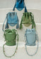 Stone Blue Beaded Bucket Bag