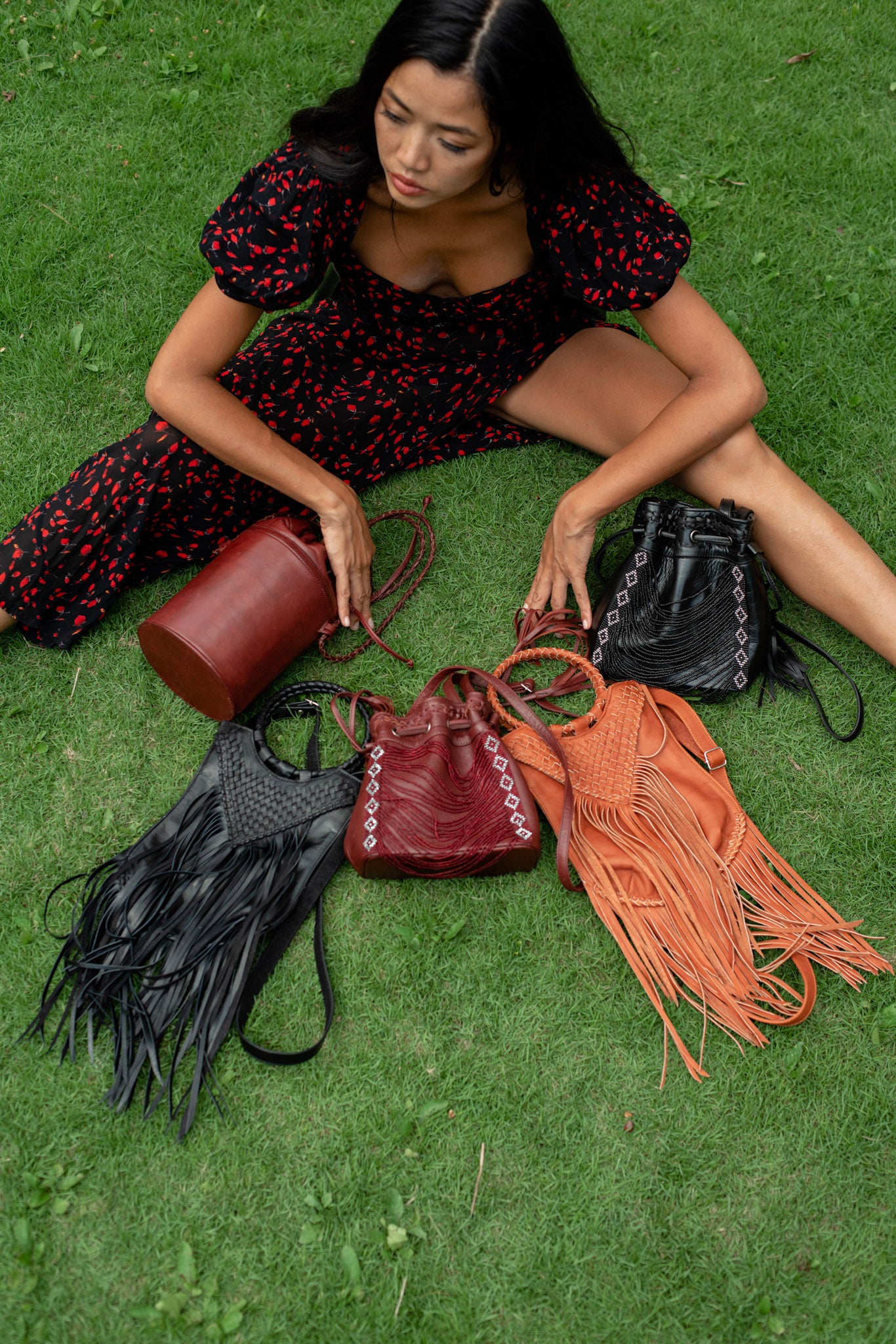 Fringe Woven Purse in Black