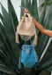 Stone Blue Beaded Bucket Bag