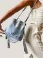 Cloud Blue Beaded Bucket Bag