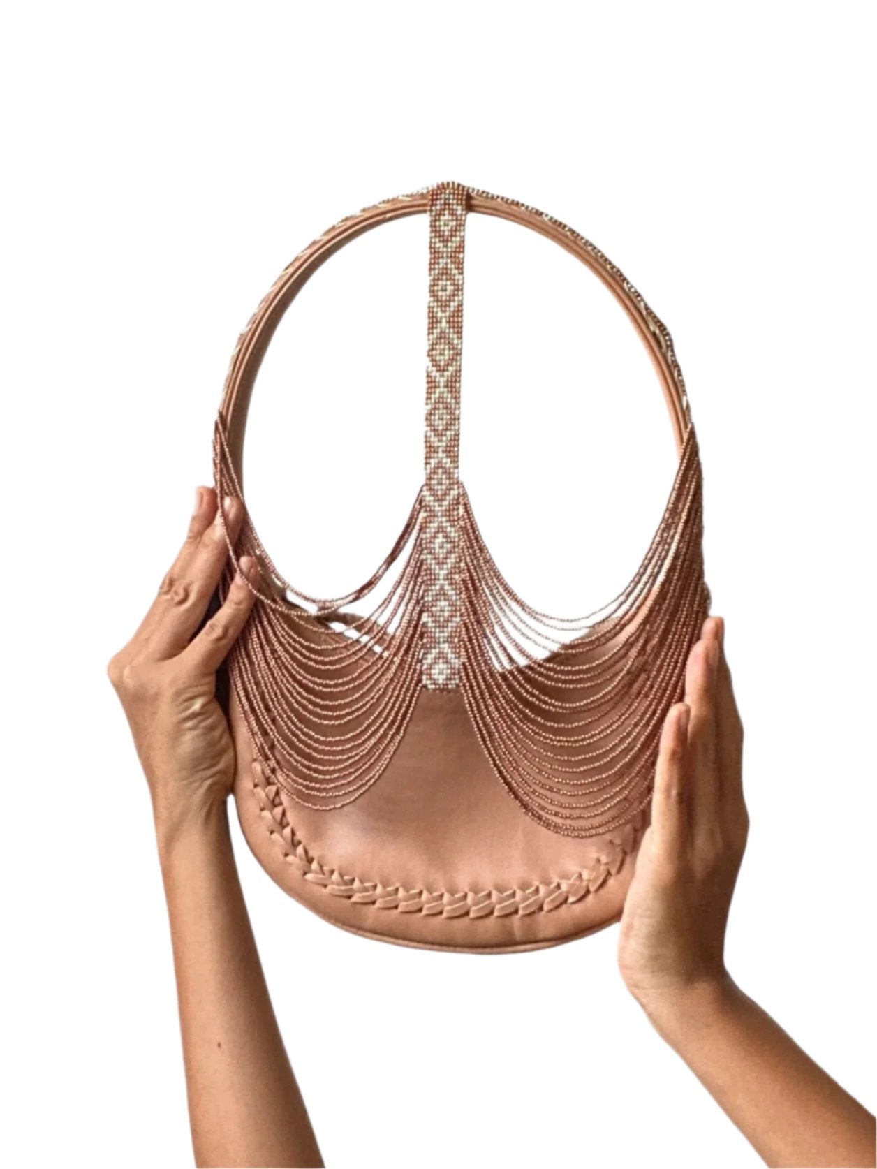 Copper Beaded Half Moon Purse